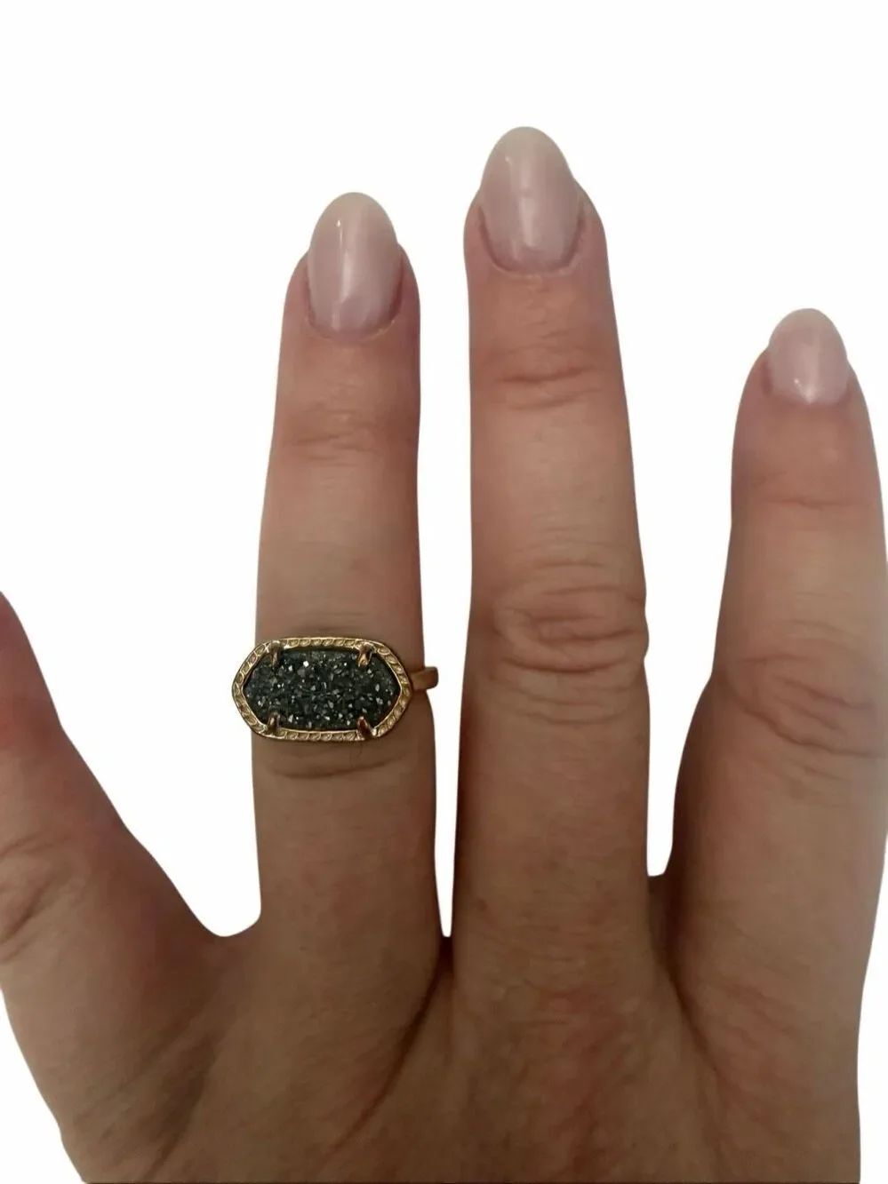 Kendra Scott Black Drusy with Gold Ring- Size 5